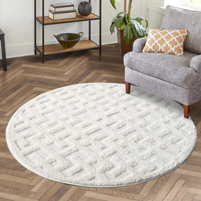 Muratap Vloerkleed focus solid rond hoogpolig fluffy scandinavisch - 120 3172391 large