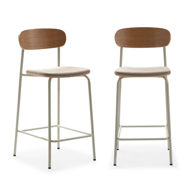 CaliCosy Set van 2 krukken in stof met zwarte metalen poten h66 cm adriana 3079148 large