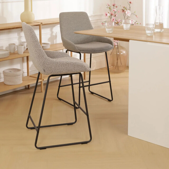 Nolon Nino-isa barkruk bouclé zwart onderstel 75 cm 2800402 large