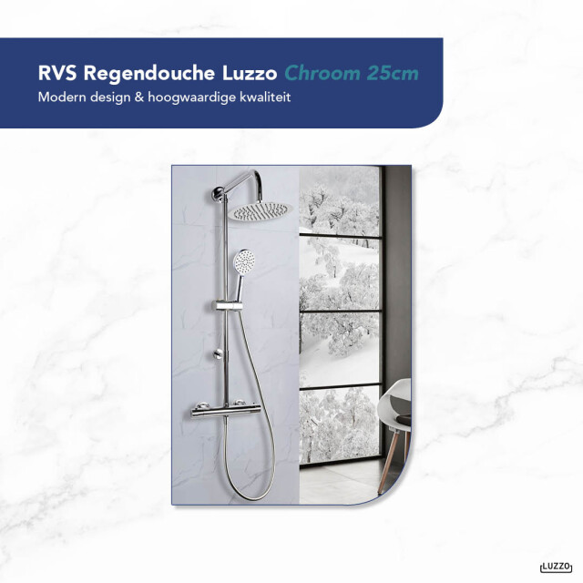 Luzzo ® 25 cm regendouche met thermostaatkraan chroom 3047803 large