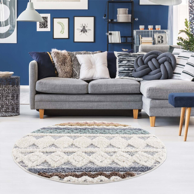 Muratap Vloerkleed focus rond hoogpolig fluffy scandinavisch multi- 200 cm 3172483 large