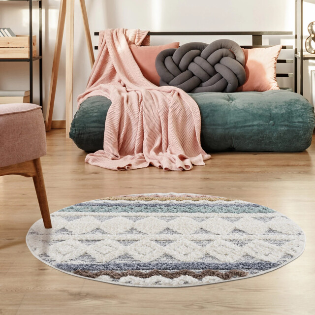 Muratap Vloerkleed focus rond hoogpolig fluffy scandinavisch multi- 200 cm 3172483 large