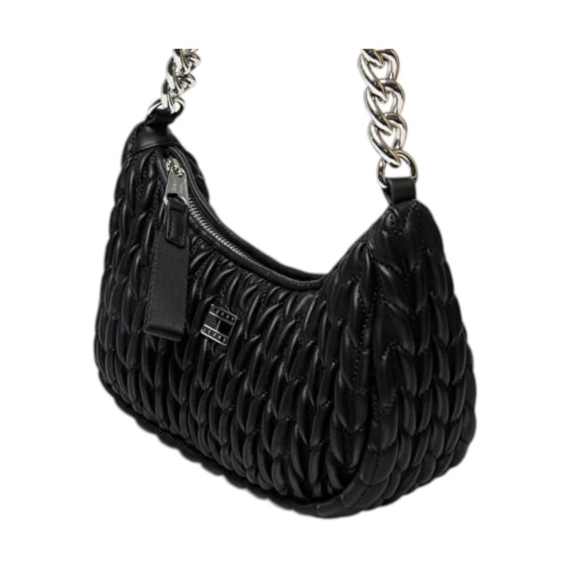 Tommy Hilfiger Tas dames met knopen Tommy Hilfiger Zwart Iconic Schoudertas large