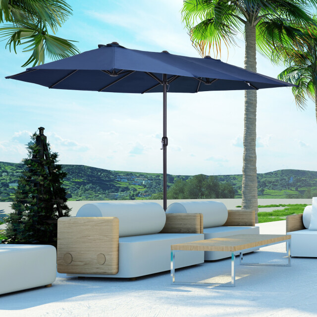 4goodz Outsunny duo-parasol 460x270 cm brede xl parasol donkerblauw 3173042 large