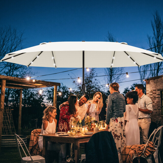 4goodz Outsunny led duo-parasol xl 440x260 cm met verlichting creme 3173044 large