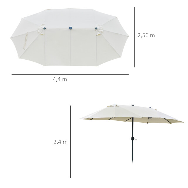 4goodz Outsunny led duo-parasol xl 440x260 cm met verlichting creme 3173044 large