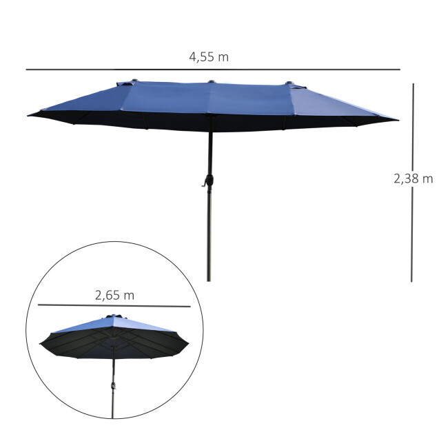 4goodz Outsunny duo-parasol 460x270 cm brede xl parasol donkerblauw 3173042 large