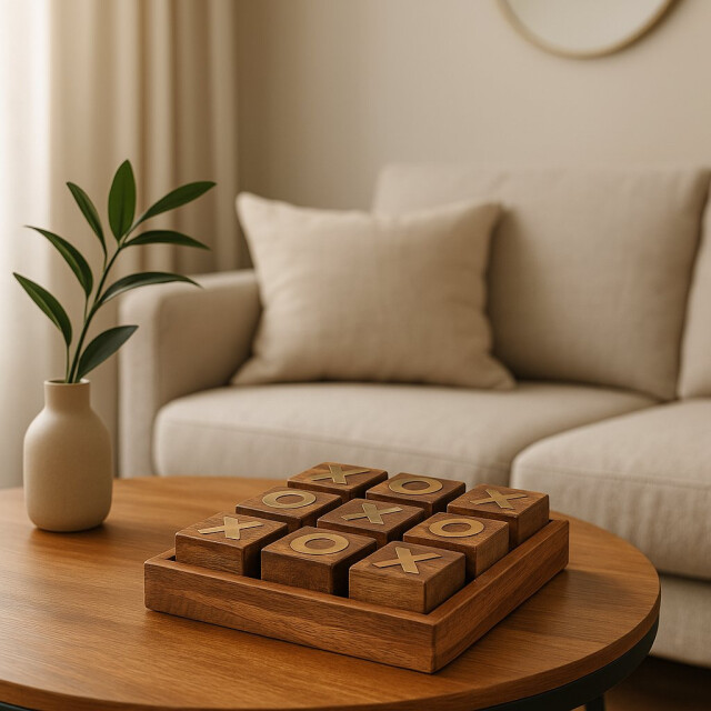 Casa di Elturo Deco object tic tac toe in kistje hout goud/ l23 x b23 x h7 cm 2837976 large