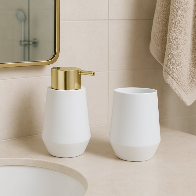 Casa di Elturo Badkamer set nude zeeppompje & beker /goud 2333695 large
