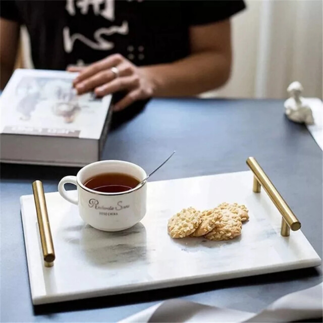 Casa di Elturo Marble tray serveer dienblad marmer goud l30 x b20 cm x h4,5 cm 1360915 large