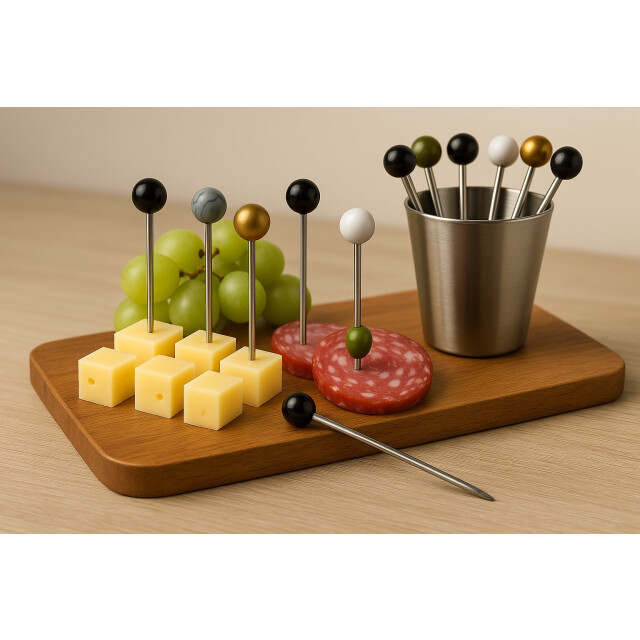 Casa di Elturo Cocktail prikkers met opbergpotje set van 12 luxe picks zwart, wit, 3037737 large