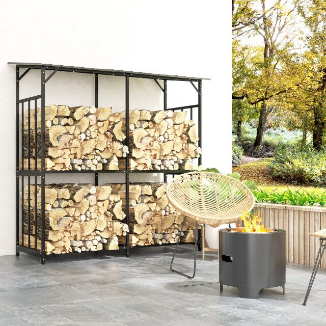 4goodz Outsunny houtopslag buiten, houtopslag 2,1 m³ met afdekking 3173140 large