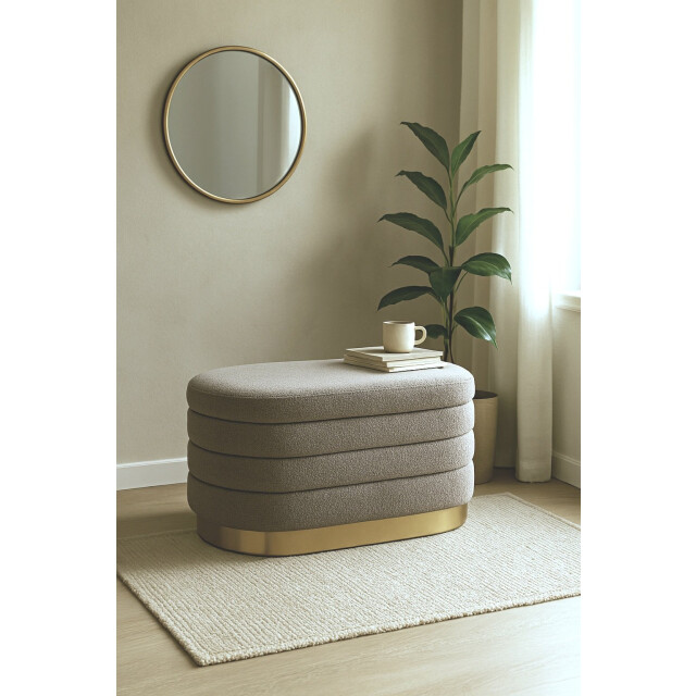 Casa di Elturo Bank poef teddy met opbergruimte goudkleurige bies - l80 x b40 x h42 2837974 large