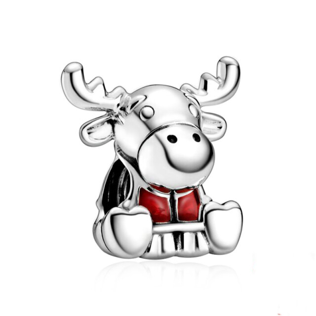 Mijn bedels Zilveren bedel eland in kerststijl MB2320|one size large
