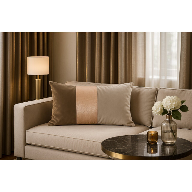 Casa di Elturo Sierkussen velvet glam beige khaki goud 50 x 30 cm (incl. vulling) 1358675 large