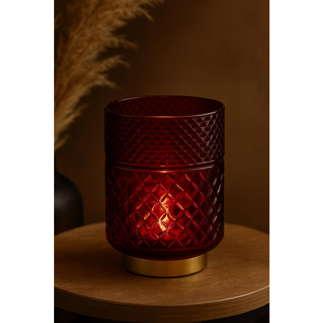 Casa di Elturo Led-lamp cristal – bordeaux – h17,5 cm – werkt op batterijen (incl. lamp) 2297574 large