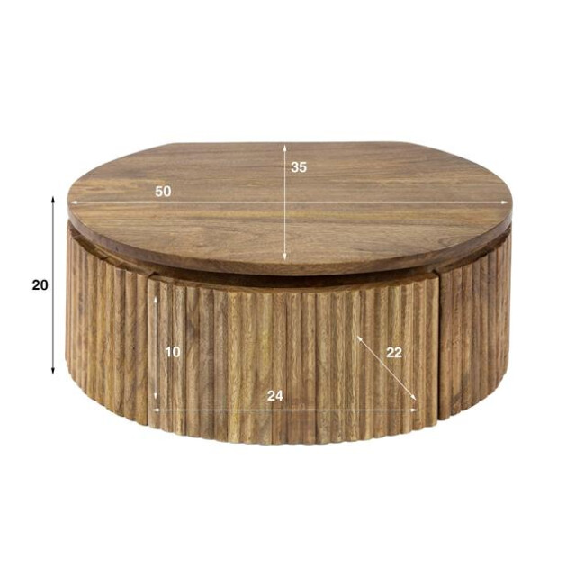 Hoyz nachtkastje wave rond massief mango zandkleur 3171140 large