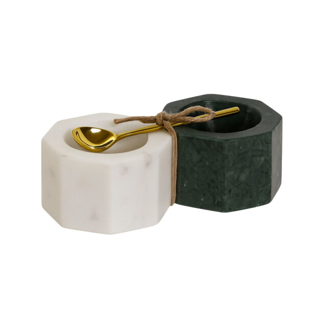 Casa di Elturo Marmeren zout- en peperstel met lepeltje – en wit – l13 x b6 x h5 cm 2975070 large