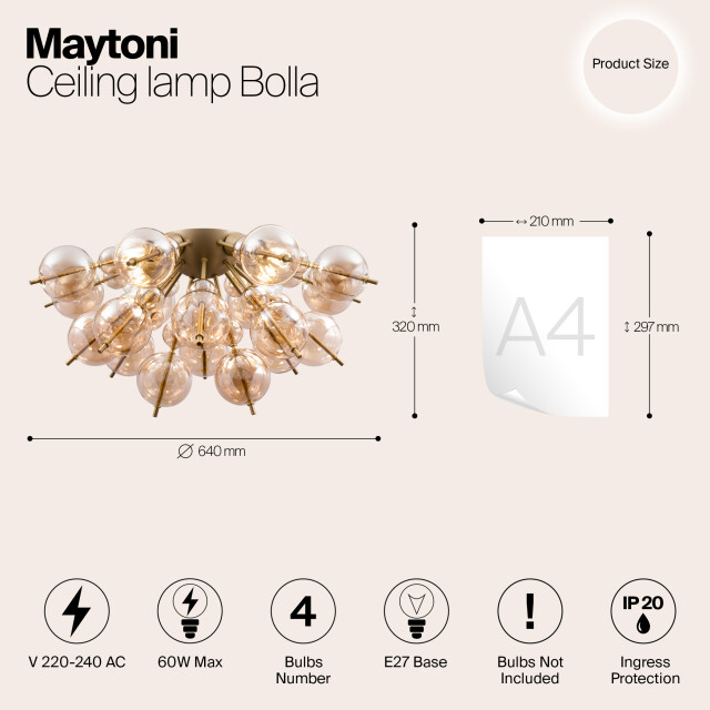 Maytoni plafondlamp bolla messing Ø64 3173298 large