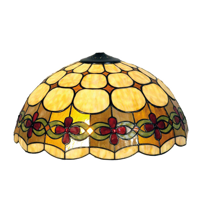 LumiLamp Lampenkap tiffany Ø 40x23 cm rood glas halfrond roos glazen 1088664 large