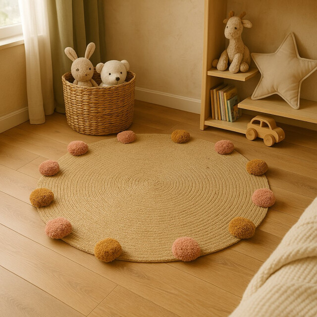 Casa di Elturo Tapijt jute pompom - Ø80 cm 2749337 large