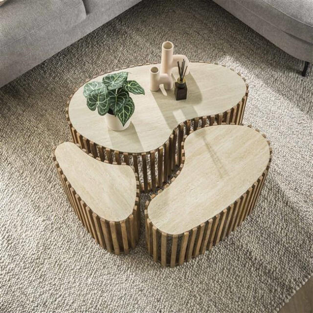 Hoyz salontafel set-3 niervorm nuovo travertin massief mango 3171144 large