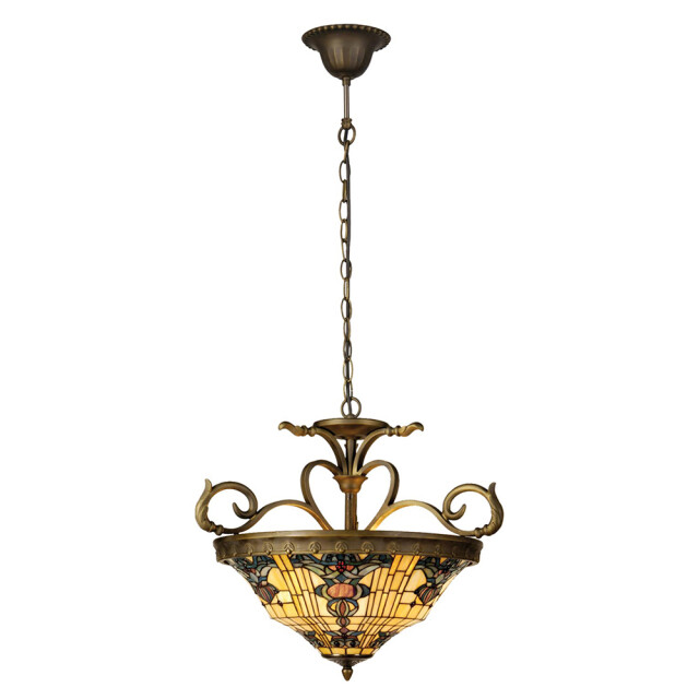 LumiLamp Hanglamp tiffany Ø 56x55/170 cm bruin glas driehoek hanglamp 1088512 large