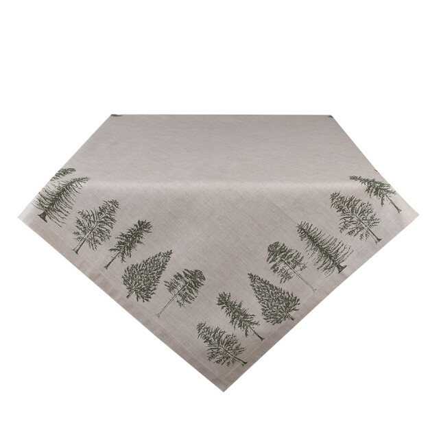 Clayre & Eef Tafelkleed 150x250 cm groen katoen rechthoek dennenbomen 2588162 large