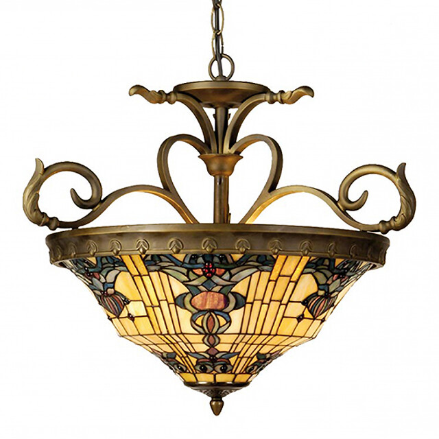 LumiLamp Hanglamp tiffany Ø 56x55/170 cm bruin glas driehoek hanglamp 1088512 large