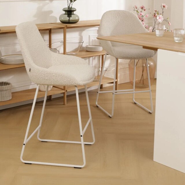 Nolon Nino-isa barkruk bouclé wit onderstel 65 cm 2790849 large