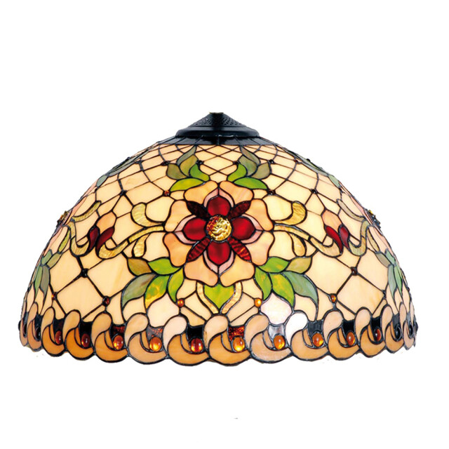 LumiLamp Lampenkap tiffany Ø 30x18 cm rood glas halfrond roos glazen 1088709 large