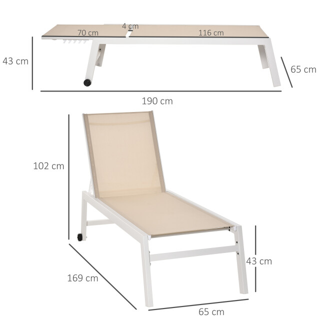 4goodz Outsunny ligbed verstelbaar aluminium 190 cm wit 3173221 large