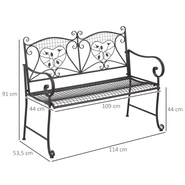 4goodz Tuinbank 2-zitter metaal met rugleuning antieke look 114 cm - 3173382 large
