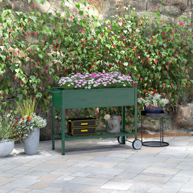 4goodz Outsunny verhoogd kweekbed met wielen plantenbak metaal - 3173218 large