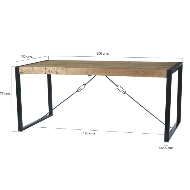 Livingfurn eetkamertafel nairobi u-pot mango hout 200x100 cm - 2059033 large