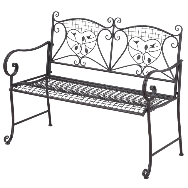 4goodz Tuinbank 2-zitter metaal met rugleuning antieke look 114 cm - 3173382 large