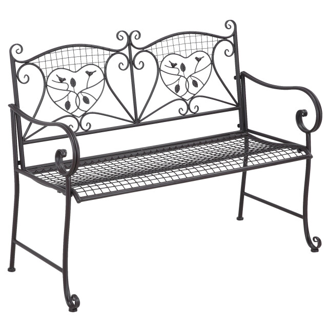 4goodz Tuinbank 2-zitter metaal met rugleuning antieke look 114 cm - 3173382 large