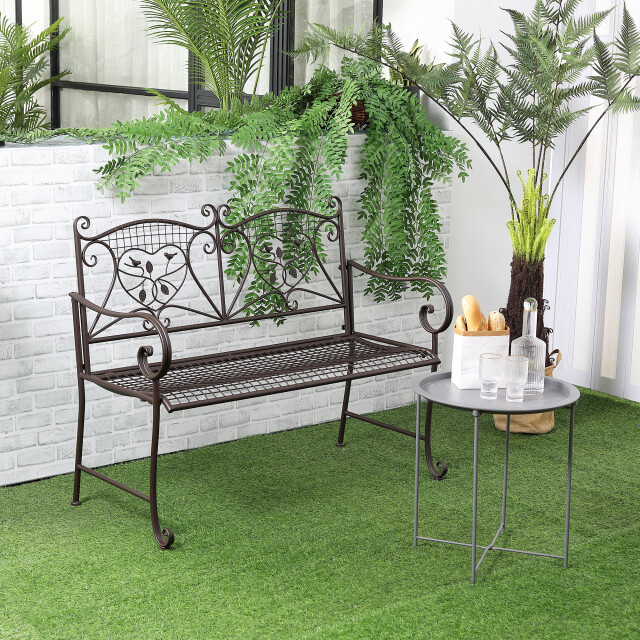 4goodz Tuinbank 2-zitter metaal met rugleuning antieke look 114 cm - 3173382 large