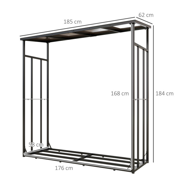 4goodz Outsunny haardhoutrek xl 185 cm met waterdichte hoes, houtopslag tot 3173219 large