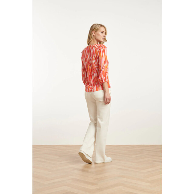 Smashed Lemon 25008 gestreepte v-hals satijn top | 25008-450-998 large