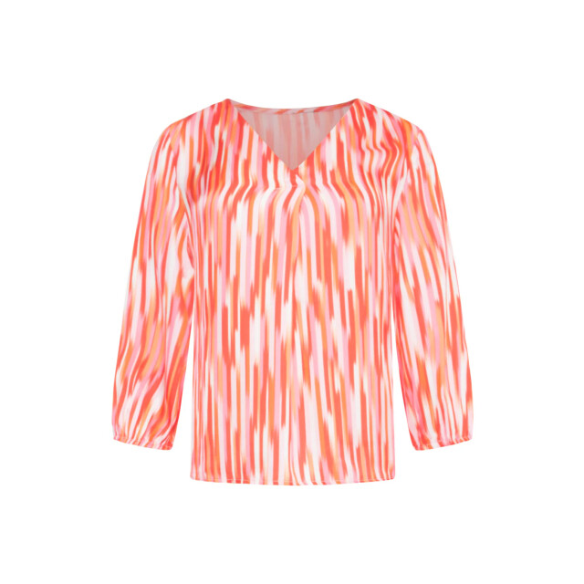 Smashed Lemon 25008 gestreepte v-hals satijn top | 25008-450-998 large