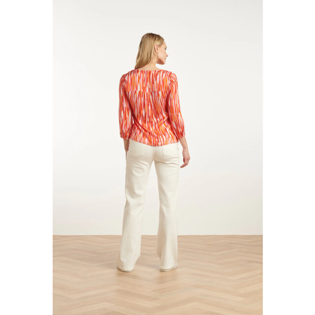 Smashed Lemon 25008 gestreepte v-hals satijn top | 25008-450-998 large
