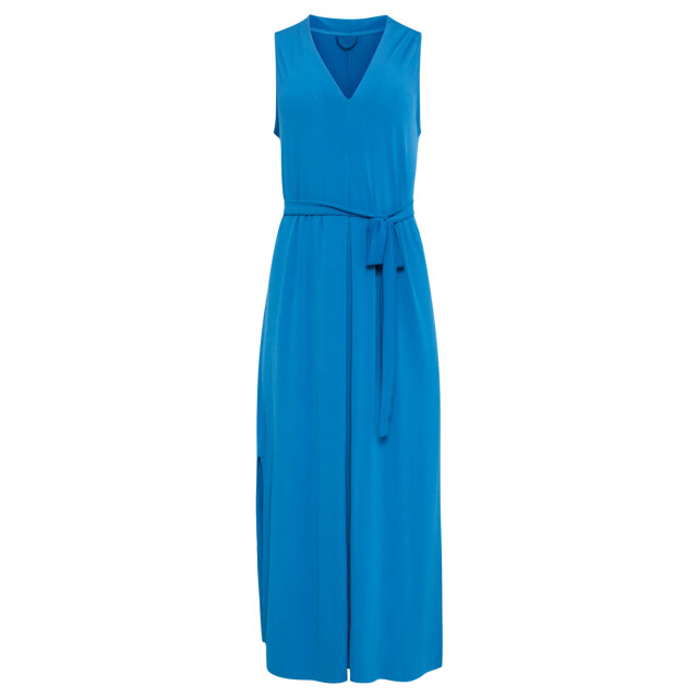 Smashed Lemon 25173 cobalt stretch midi jurk met v-hals | 25173-650-M large