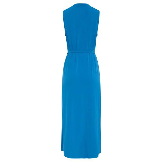 Smashed Lemon 25173 cobalt stretch midi jurk met v-hals | 25173-650-M large