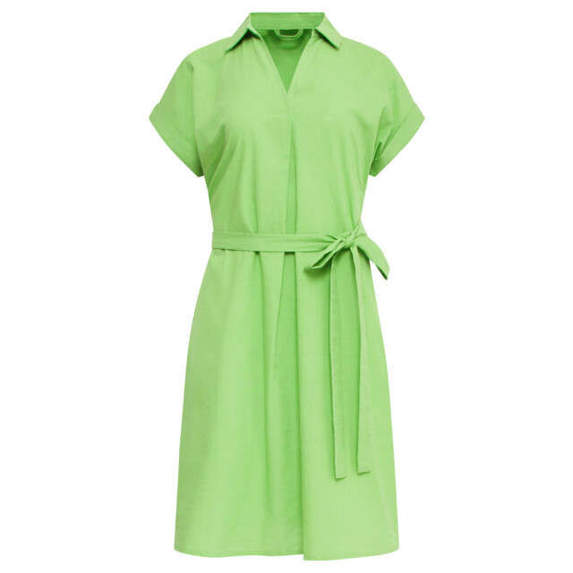 Smashed Lemon 25176 lime linnen jurk met kraag | 25176-500-L large