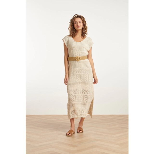 Smashed Lemon 25214 off crochet midi jurk | 25214-010-4XL large