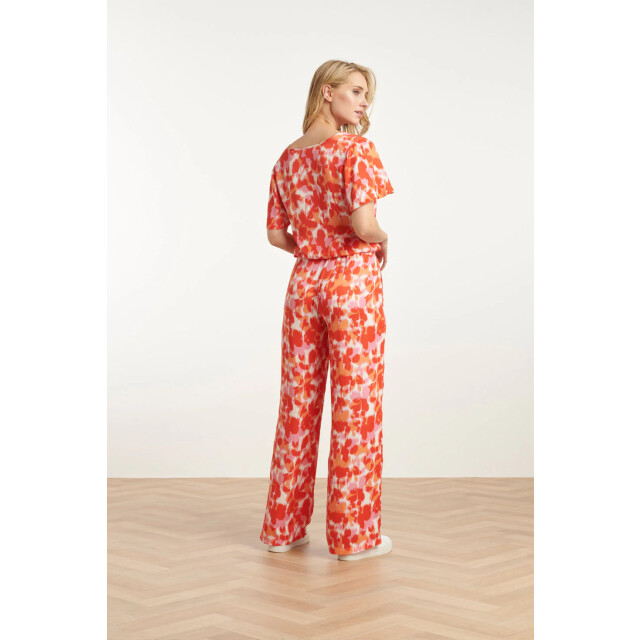 Smashed Lemon 25210 satijnen top met peach bloemenprint | 25210-210-998 large