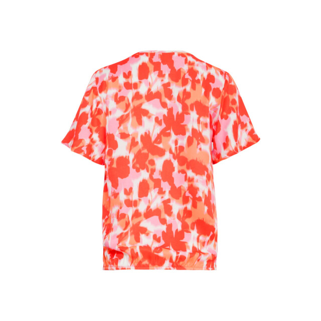 Smashed Lemon 25210 satijnen top met peach bloemenprint | 25210-210-998 large