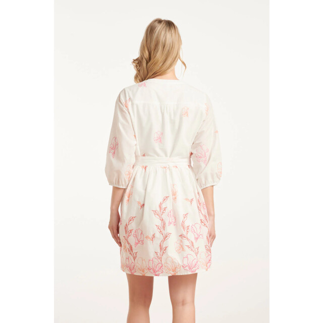 Smashed Lemon 25263 te bloemen geborduurde korte jurk met v-hals | 25263-000-998 large