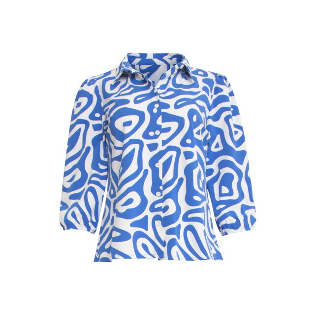 Smashed Lemon 25249 cobaltte graphic geprinte blousetravelkwaliteit | 25249-650-000 large